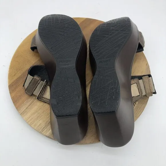 Naot Treasure Wedge Sandal Shoes Womens 10 Brown Leather Metallic Slides Sandals