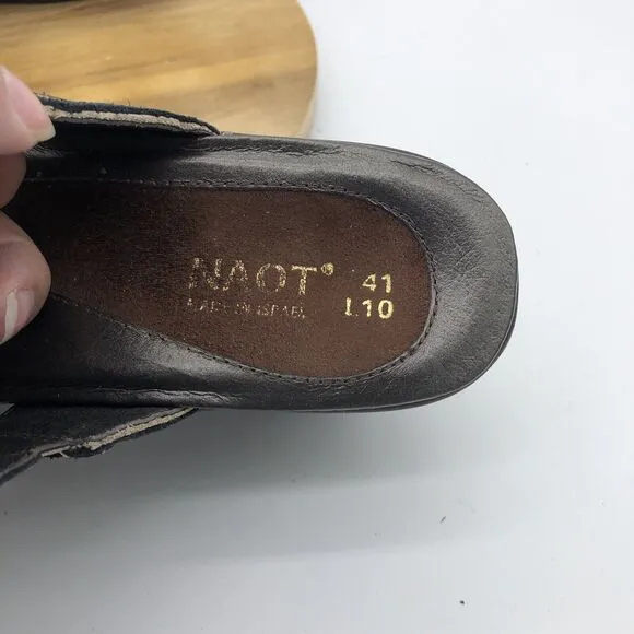 Naot Treasure Wedge Sandal Shoes Womens 10 Brown Leather Metallic Slides Sandals