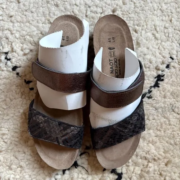 Naot women's 41 / 10 Althea sandals leather cork rubber comfy coastal grandma
