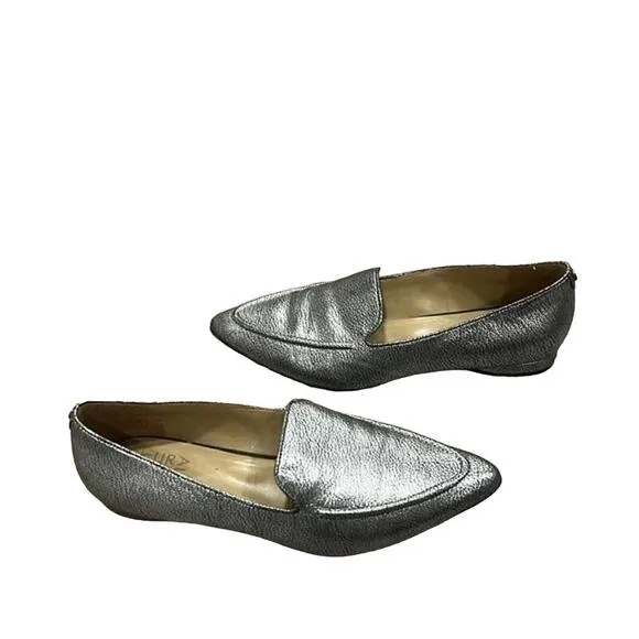 Naturalizer Haines Silver Flats Loafers Size 6.5M NWOB