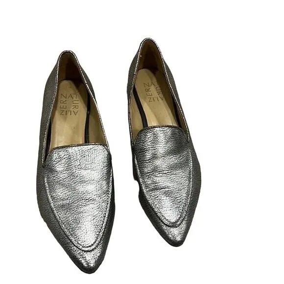 Naturalizer Haines Silver Flats Loafers Size 6.5M NWOB