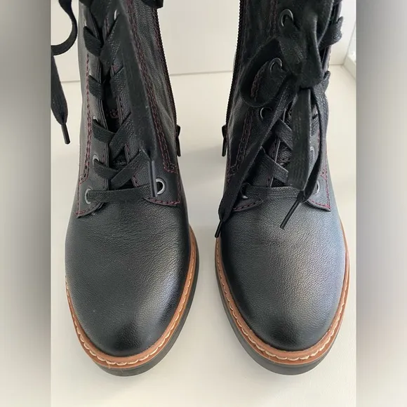 Naturalizer Leather Callie Boots Side Zip Lace-Up 6W NWOB