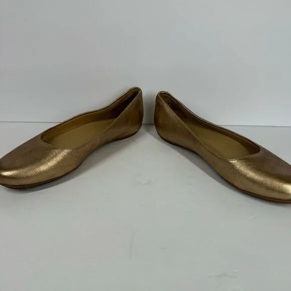 Naturalizer Women Maxwell Gold Leather Slip On Loafer Ballet Flats Shoe 6.5 Wide