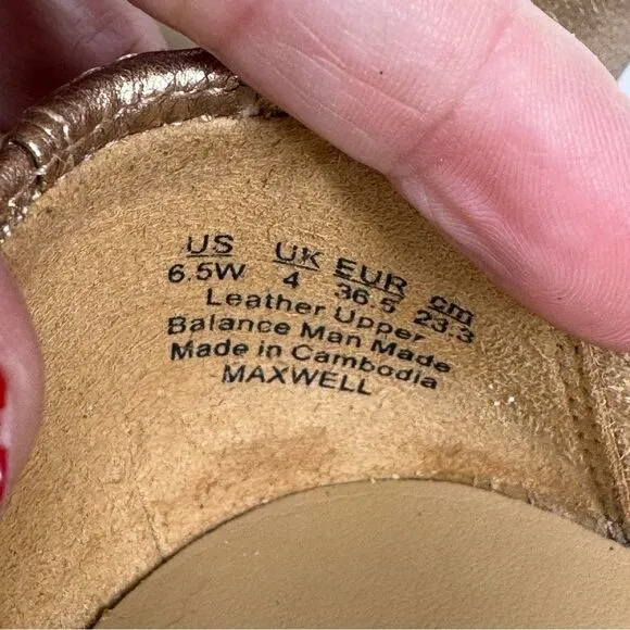 Naturalizer Women Maxwell Gold Leather Slip On Loafer Ballet Flats Shoe 6.5 Wide
