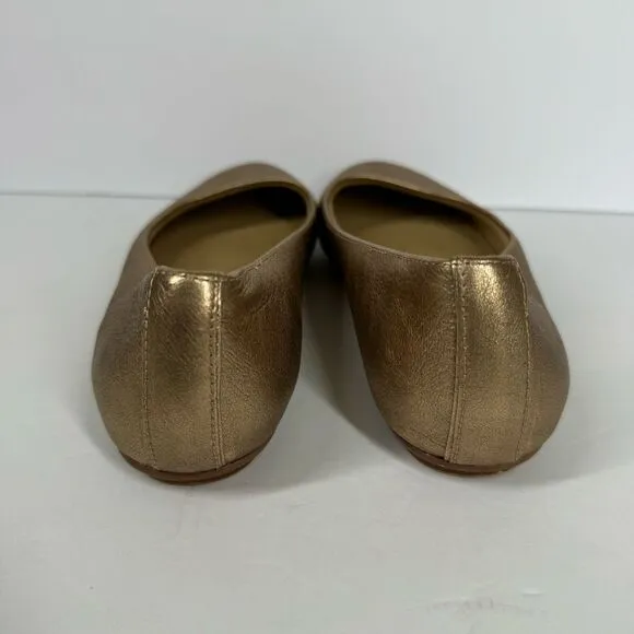 Naturalizer Women Maxwell Gold Leather Slip On Loafer Ballet Flats Shoe 6.5 Wide