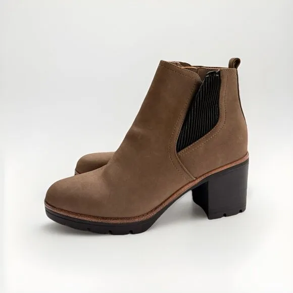 Naturalizer Womens Madalynn Gore Taupe Chelsea Boots Size 9 M Lug Block