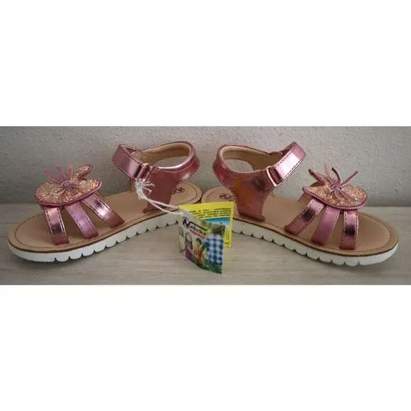 Naturino Express Toddler Girl Sz 10M Rose Pink Metallic PU Leather Gatto Sandals