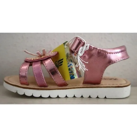 Naturino Express Toddler Girl Sz 10M Rose Pink Metallic PU Leather Gatto Sandals