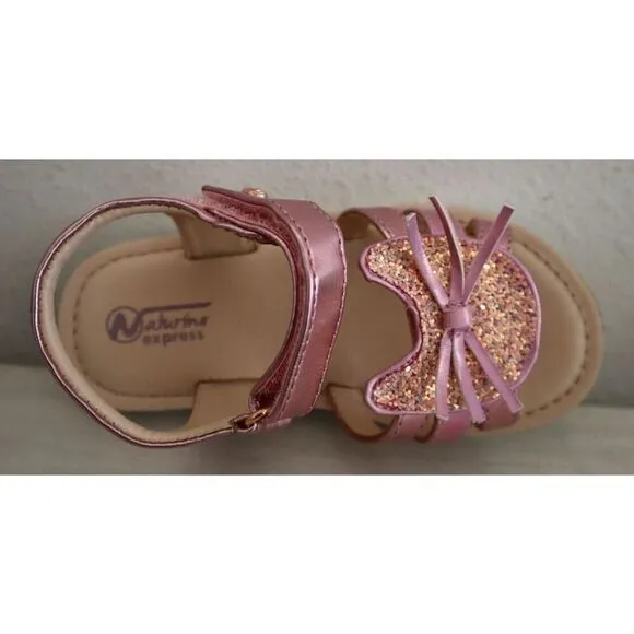 Naturino Express Toddler Girl Sz 10M Rose Pink Metallic PU Leather Gatto Sandals