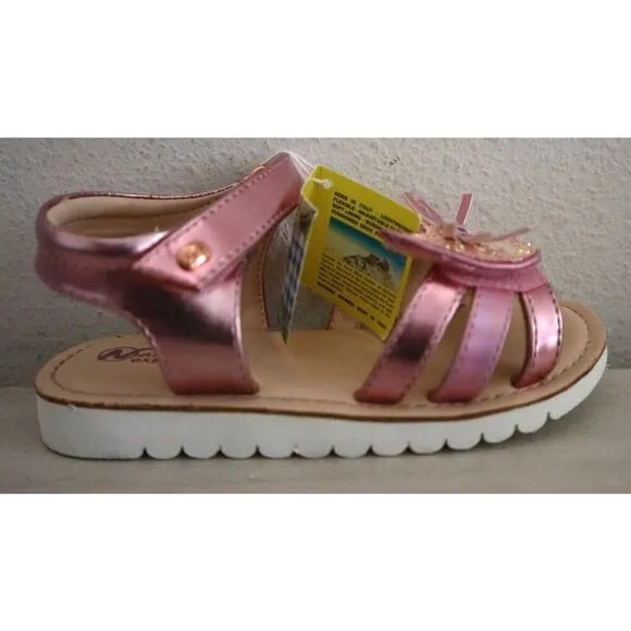 Naturino Express Toddler Girl Sz 10M Rose Pink Metallic PU Leather Gatto Sandals