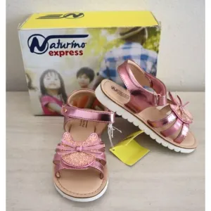 Naturino Express Toddler Girl Sz 10M Rose Pink Metallic PU Leather Gatto Sandals