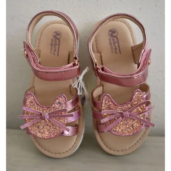 Naturino Express Toddler Girl Sz 10M Rose Pink Metallic PU Leather Gatto Sandals