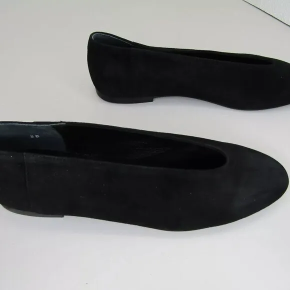 NEW A. SOLIANI ITALY Womens Scala Flats Black Suede Dress Shoes Slip On Size 8