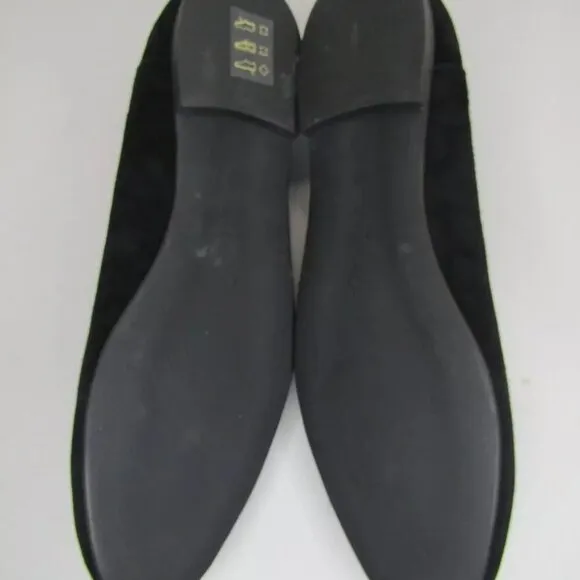 NEW A. SOLIANI ITALY Womens Scala Flats Black Suede Dress Shoes Slip On Size 8