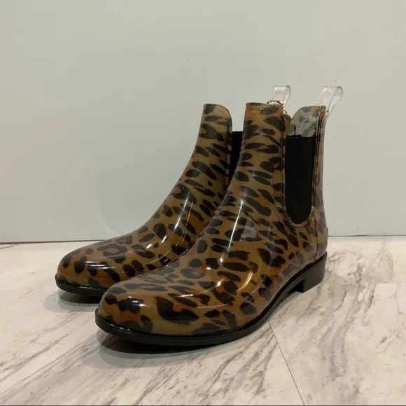 New! Aldo Leopard Chelsea Ankle Rain Boots 7