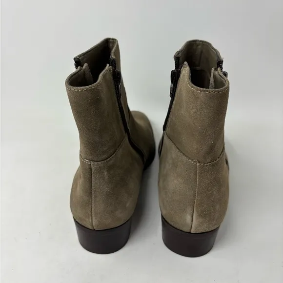NEW ALDO NALENIA CHELSEA ZIP SUEDE BEIGE BOOTS SIZE 9.5
