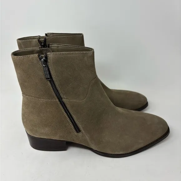 NEW ALDO NALENIA CHELSEA ZIP SUEDE BEIGE BOOTS SIZE 9.5