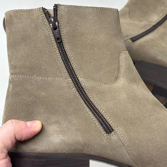 NEW ALDO NALENIA CHELSEA ZIP SUEDE BEIGE BOOTS SIZE 9.5