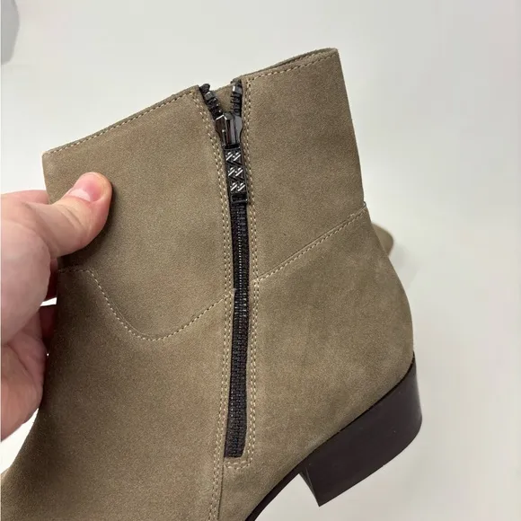 NEW ALDO NALENIA CHELSEA ZIP SUEDE BEIGE BOOTS SIZE 9.5