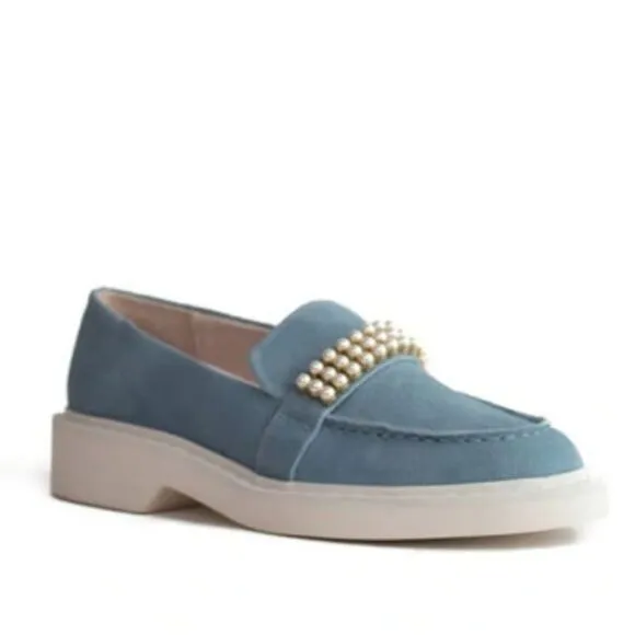 New Anthropologie Cecelia New York Womens Cream Preppy Pearl Platform Loafers 6