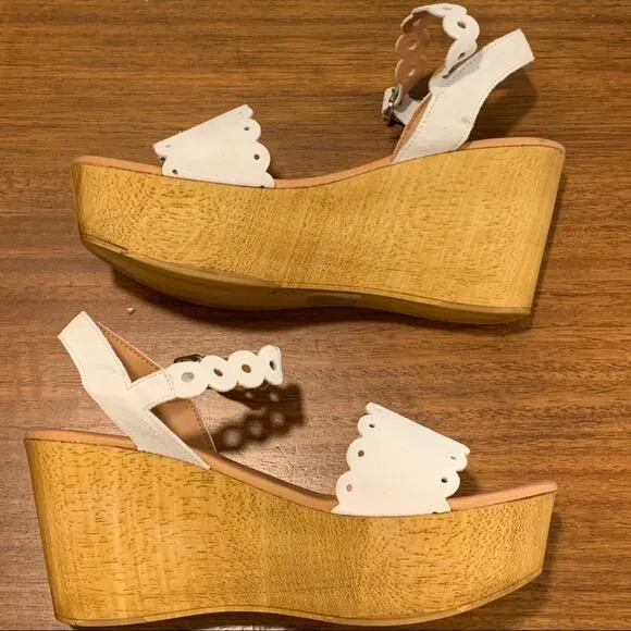 NEW Anthropologie Matisse Chrysler Platform Wedge White Eyelet 39
