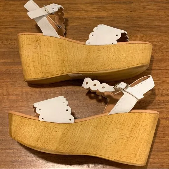 NEW Anthropologie Matisse Chrysler Platform Wedge White Eyelet 39