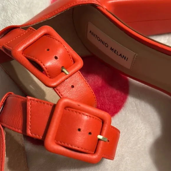 New Antonio MelaniCaci Leather Ankle Wrap Dress Sandals