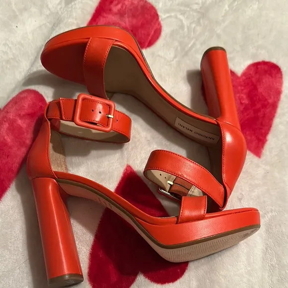 New Antonio MelaniCaci Leather Ankle Wrap Dress Sandals