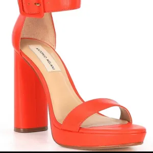 New Antonio MelaniCaci Leather Ankle Wrap Dress Sandals