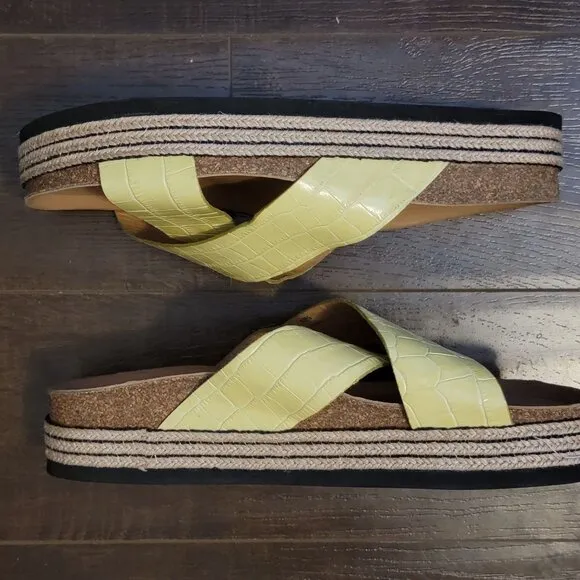 NEW Aquatalia Ariana Sandals Womens 12 Platform Slides Yellow Summer Casual Chic
