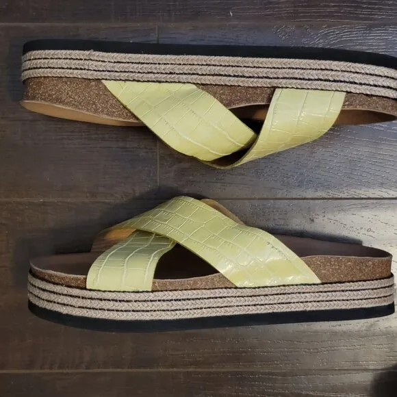NEW Aquatalia Ariana Sandals Womens 12 Platform Slides Yellow Summer Casual Chic