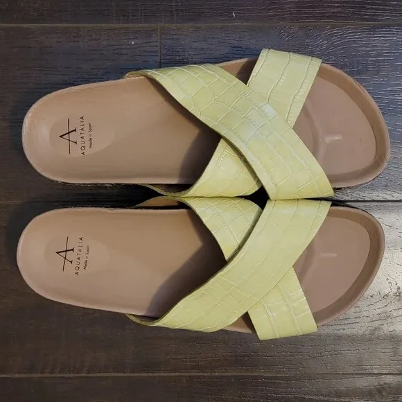NEW Aquatalia Ariana Sandals Womens 12 Platform Slides Yellow Summer Casual Chic