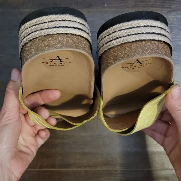 NEW Aquatalia Ariana Sandals Womens 12 Platform Slides Yellow Summer Casual Chic