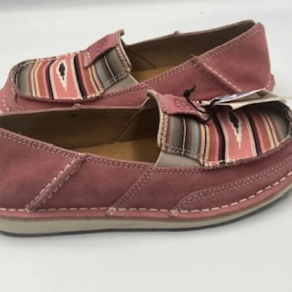 NEW Ariat Shoes azalea Suede &amp; Baby Pink Serape Print Cruisers Women’s Sz 6 NWT