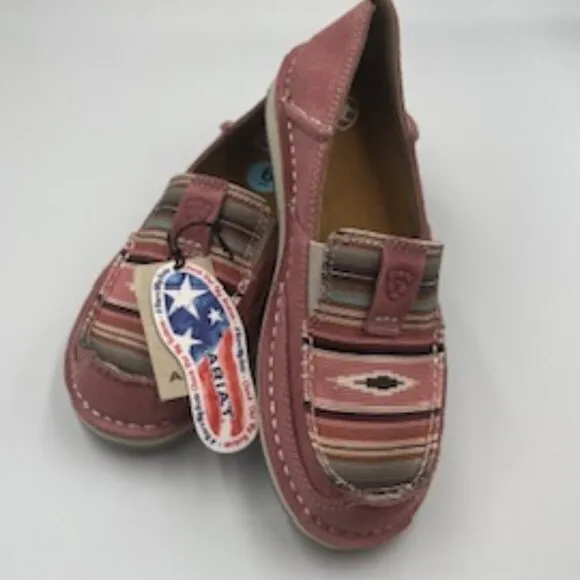 NEW Ariat Shoes azalea Suede &amp; Baby Pink Serape Print Cruisers Women’s Sz 6 NWT