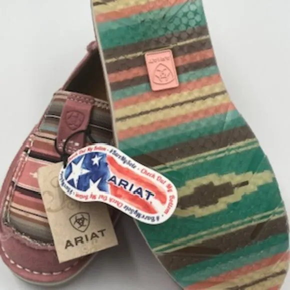 NEW Ariat Shoes azalea Suede &amp; Baby Pink Serape Print Cruisers Women’s Sz 6 NWT