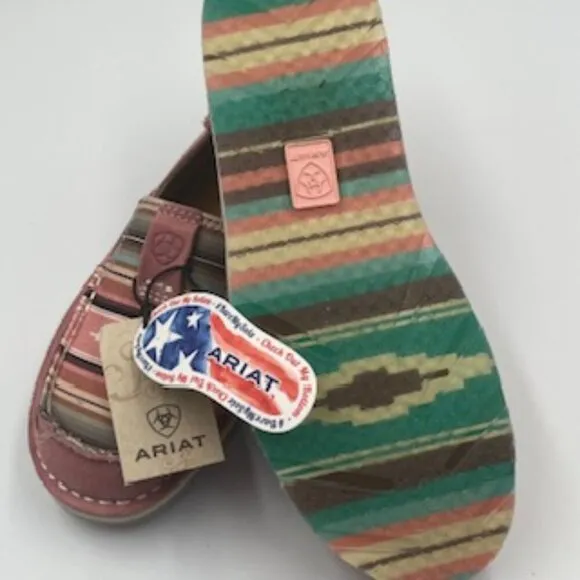 NEW Ariat Shoes azalea Suede &amp; Baby Pink Serape Print Cruisers Women’s Sz 6 NWT