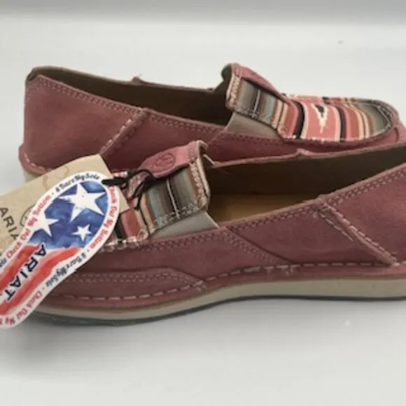 NEW Ariat Shoes azalea Suede &amp; Baby Pink Serape Print Cruisers Women’s Sz 6 NWT