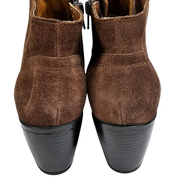 New BØC Brown Suede 3” Block Heel Ankle Boots Side Zip Lace Up Details Size 10