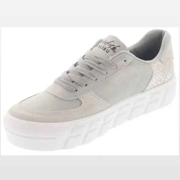 New Blowfish Shoes Womens Sideout Platform Light Grey &amp; Silver Sneakers Size 8.5