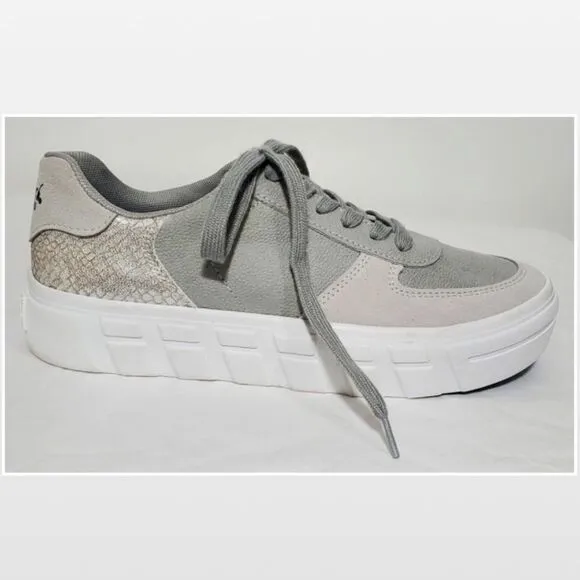 New Blowfish Shoes Womens Sideout Platform Light Grey &amp; Silver Sneakers Size 8.5