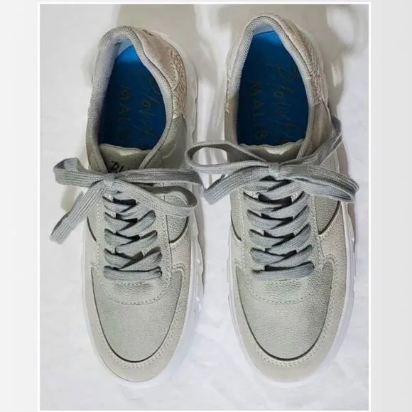 New Blowfish Shoes Womens Sideout Platform Light Grey &amp; Silver Sneakers Size 8.5