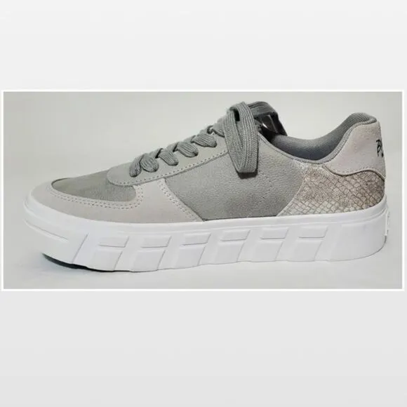 New Blowfish Shoes Womens Sideout Platform Light Grey &amp; Silver Sneakers Size 8.5