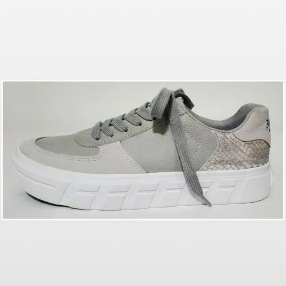 New Blowfish Shoes Womens Sideout Platform Light Grey &amp; Silver Sneakers Size 8.5