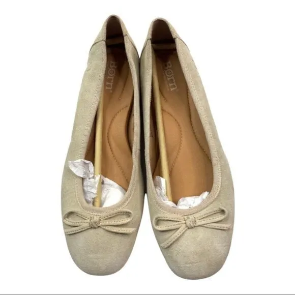 NEW Born Brin Naturale Suede Bow Ballet Flats Womens‎ Size 9.5M Beige Tan…