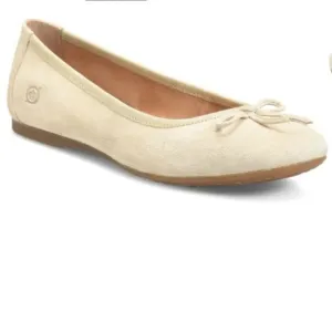 NEW Born Brin Naturale Suede Bow Ballet Flats Womens‎ Size 9.5M Beige Tan…