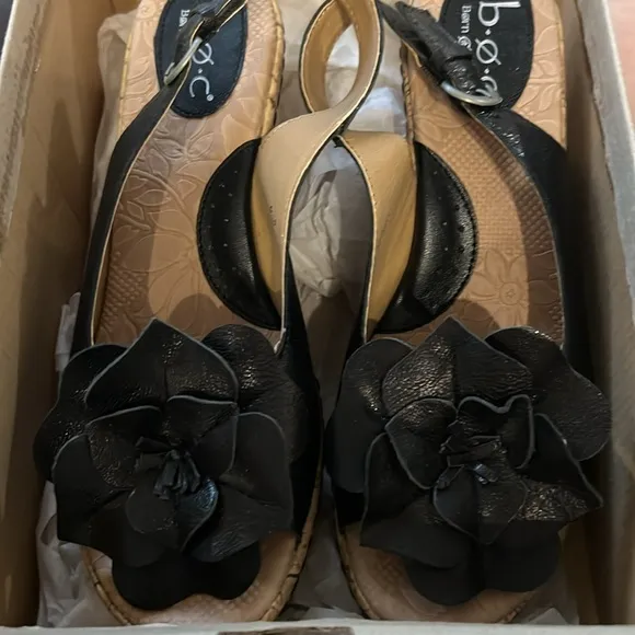 NEW BORN Concept Ivet b.o.c. Black Wedge Sandals Leather