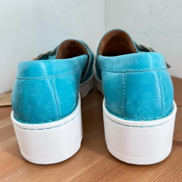 NEW BORN Contessa Turquoise Leather Buckle Platform Loafer Women’s Size 11M