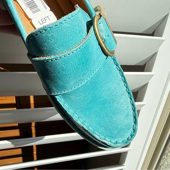 NEW BORN Contessa Turquoise Leather Buckle Platform Loafer Women’s Size 9.5
