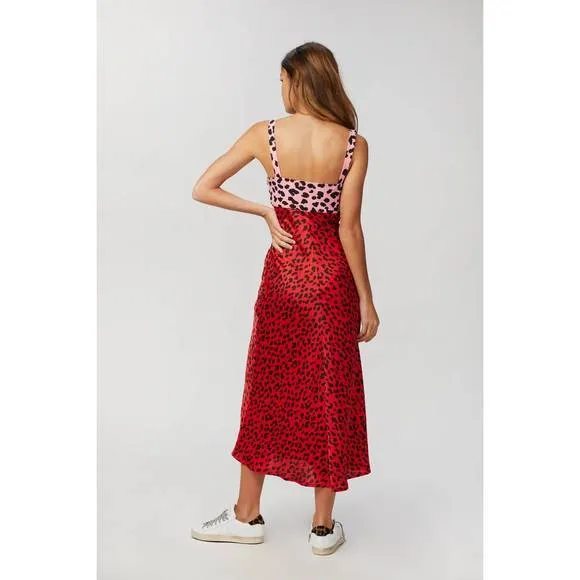 NEW BY JOHNNY. splice leopard dress in strawberry/rose/black